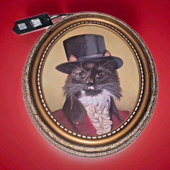 CAROL LEW NIB Royal Cat Wall Art Vintage Portraits Framed Print Decor 15”x17”